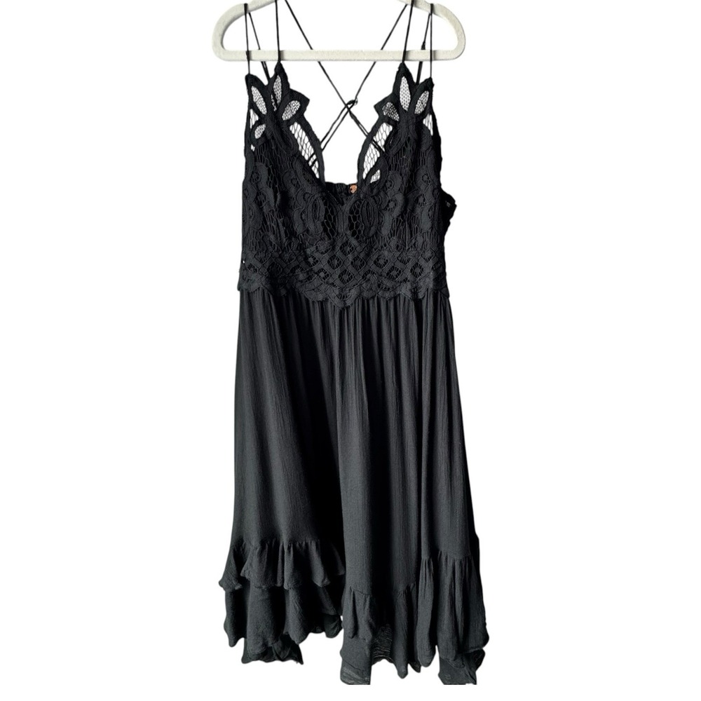 Free People FP One Adella Black Lace Slip Mini Dress Boho Fairy Grunge  S/P